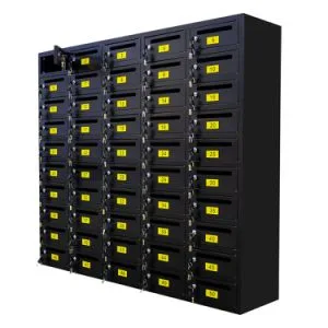 Metal 50 Doors Black Malibox Outdoor Standing Parcel Delivery Mailbox with Lock Weatherproof for Apartment Villa Hotel