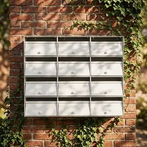 Modern Multi-Door Steel Mailbox for Outdoor Living Spaces
