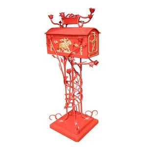 Rustic Iron Mailbox Vintage Metal Outdoor Post Box for Home