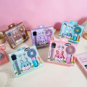 Cartoon Wireless for Bt Earbuds in-Ear Cute Handheld USB Battery Rechargeable Mini Fan and Watch Gift Set