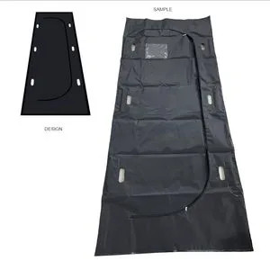 6 Handles U Zipper PVC Body Bag Black Color PVC Cadaver Bag