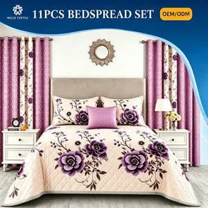 1200tc Duvet Comforter Cover Bedspread Quilt Printed Polyester Bed Linen Sabanas Fitted Sheet Home Textile Pink Luxury Bedding Set with Curtains Pillowcasse