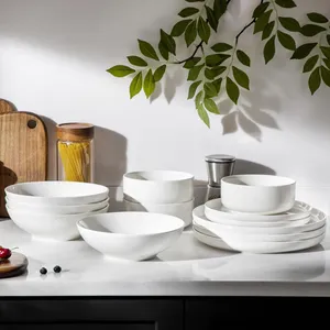Hot-Selling Eco-Friendly Healthy Lead&Cadmium Free White Luxury 24PCS Dinner Set Dinnerware OEM &ODM Decal Porcelainware Stoneware Crockery Ceramic Tableware