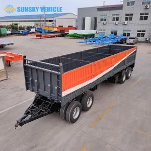 4-Axle Box Trailer Coupling with Side Open Door Pulling Trailer with Sideboard 35-Ton Drawbar Cargo Farm Trailer