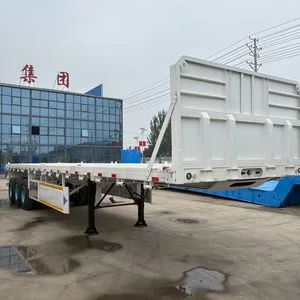 Durable Container Transport Flatbed Semi-Trailers for Heavy Cargo Are Available in 20/40/45/53 Feet, with Optional Capacities of 30/40/50/60/80/100 Tons. Specia