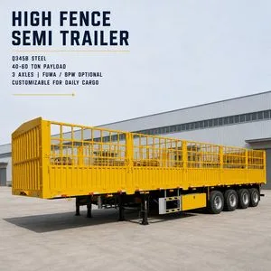 3 Axle 4 Axle Fence Cargo Semi Trailer 40-60 Ton Fuwa Axles with Side Walls for Bulk Cargo Transport