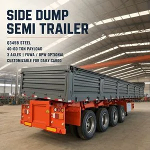 40 Ton 50 Ton Side Dump Semi Trailer 3 Axles 45 Cubic Meter Side Tipper Dumper Trailers 3/4 Axle Stone Sands Tipping Dumping Truck-Trailers