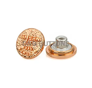 Rose Gold Classic Brand Brass Jean Button Custom Logo Embossed Engraved Metal Denim Jeans Button