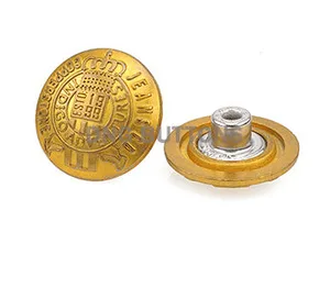 Custom Imitation Antique 24K Gold Metal Jeans Buttons Rivets Brass Denim Buttons