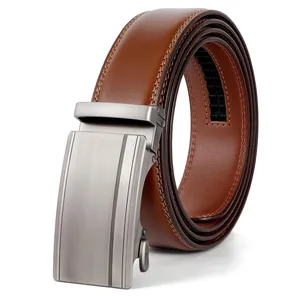 Automatic Ratchet Buckle Slide Men's Dress Casual Leather Belt