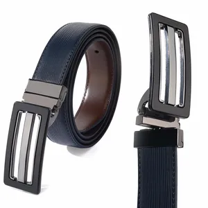 Reversible PU Leather Belt for Man with Plate Buckle