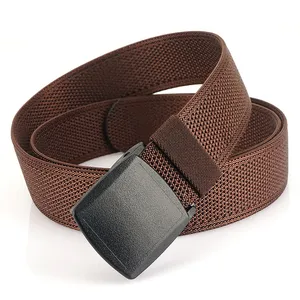 3.8cm Ykk POM Buckle Tactical Custom Men Web Outdoor Woven Fabric Canvas Nylon Belt with Plastic Buckle Laser Logo