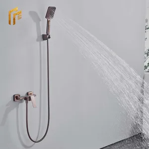 Factory Direct Price Rose Gold Copper Hot and Cold Bath Tub and Shower Mixer Faucet Fixtures