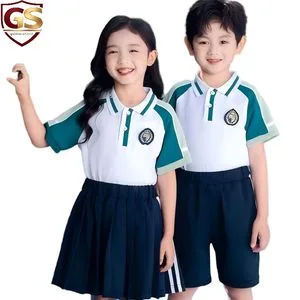 Custom School Wear for Summer Primary School T Shirt School Tracksuits for Sale Children's Clothing Track Suit Unifrom Short Sleeve Kids School Uniform