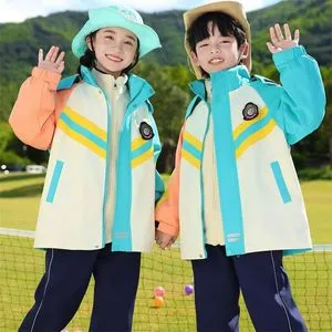 Boys Girls School Uniform, Kids Lightweight Waterproof Hooded Raincoats Windbreakers