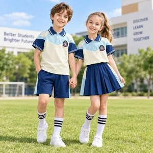 Children's School Uniform Sports Tracksuit Set OEM Custom Logo Wholesale Manufacturer