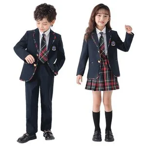 Summer Primary Apparel Striped Kids Custom White Child Dresses School Uniform
