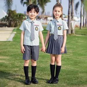 Classic Tr Woven Pleated Skirt for Kindergarten School Uniforms, Plaid Bow Tie