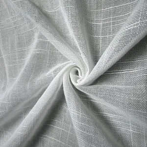 Flame Retardant Semi-Sheer Voile Curtain Linen Texture for Hotel Window Drapes