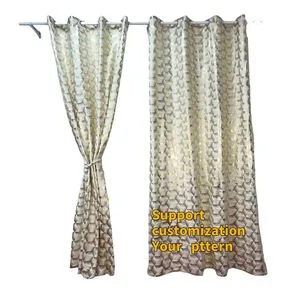 Gold Foil Print Geometric Marble Pattern Design Thermal Insulated Window Curtains for Home Living Room