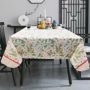 PEVA Tablecloth with Flannel Backing, Vinyl, Printed, Waterproof, Plastic, Environmental Friendly