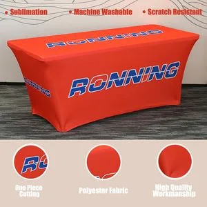 Ronning Personalized Premium Custom Logo 6FT 8FT Table Cloth Cover Custom Printed Table Runner Fitted Stretch Spandex Tablecloth for Trade Show Business