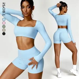Wholesale Athletic Clothing Ladies Sports Workout Yoga Clothes Suit Seamless Women Yoga Shorts