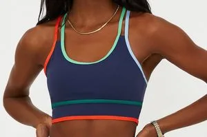 ODM OEM Yoga Sports Bra with Removeable Cup Contrast Piping Strap
