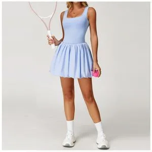 Women Popular Tennis Dress with Built-in Shorts for Anti-Exposure Protection One Piece Breathe Tennis Dress