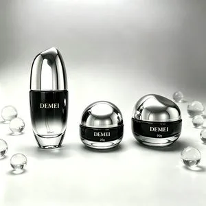 Gradient Silver Electroplated Glass Cosmetic Bottle & Jar