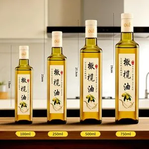 Chinese Manufacturer on Stock High End 100ml 250ml 500ml 750ml Square Round Amber Custom Logo Label Printing Food Grade Oil Bottle for Olivila Betis Pinnacle