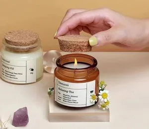 100ml Smokeless Soy Candle Borosilicate Glass Bottle Cup Jars with Corks