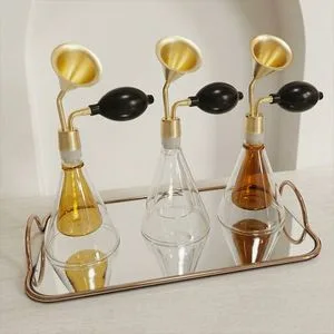 80ml Double Wall Brass Perfume Smell Display Device Brass Perfume Fragrance Essential Oil Coffee Test Glass Bottles