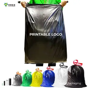 Hot Sale China Factory Gallen Heavy Duty HDPE LDPE Biodegradable Household Big Black Waste Bin Liner Trash Rubbish Sack Drawstring Garbage Bag Roll