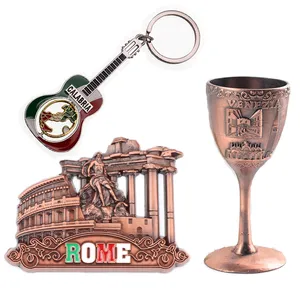 Factory Custom Design Italy Souvenir Gift Items Metal Craft Tourist Keychain Shot Glass Fridge Magnet Souvenir