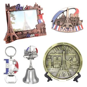 Wholesale Custom Design Paris France Tourist Souvenir Metal Photo Frame Dinner Bell Fridge Magnet Keychain