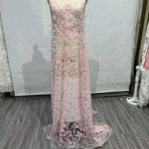 Luxurious Polyester Metallic Embroidery Tulle Fabric for Elegant Wedding Dresses