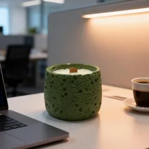 Healing Green Scented Candle, Fresh Green Texture Scented Candles, Wooden Wick Smokeless Scented Candle