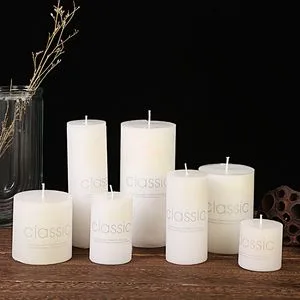 Decorative Pillar Candles White Circle Round