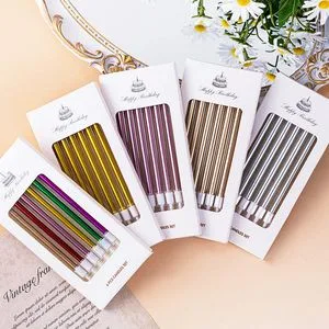 Metal Christmas Birthday Cake Decoration Wax Rainbow Cake Candles