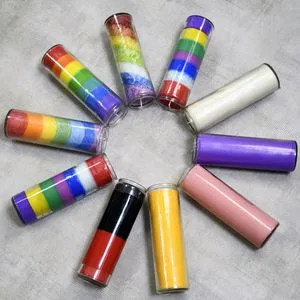 Multicolored 7 Day Religious Glass Jar Candles