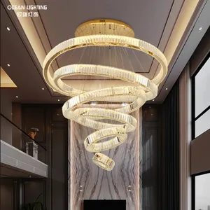 Ocean Lighting Contemporary Luxury Modern LED Decoration Indoor Large Circle LED Crystal Pendant Light Chandelier