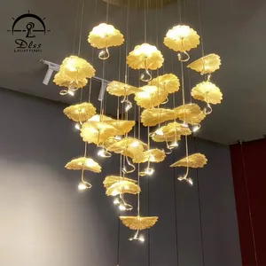 Modern Big LED Lighting Flower Stainless Steel Living Room Ceiling Decoration Chandelier