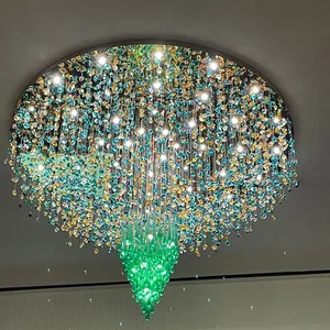 Custom Modern Hotel Lobby Villa Decoration LED Pendant Lighting Islamic Large Project Glass Lighting Round Ceiling Chandelier Light (6134)