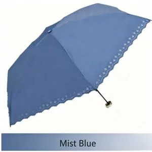 Japanese Style Lace Edge Five Folding UV Protection Rain Sun Ladies Umbrella