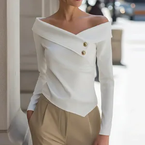 Trendy Women's One-Shoulder Autumn Top with Long Sleeves
