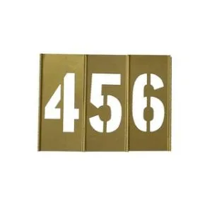 Brass Stencil Set of Gothic Style Numbers 8 in, 13 Pieces