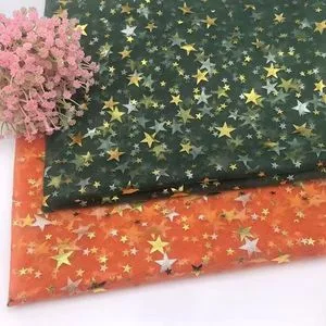 Glitter Nylon Spandex Mesh Tull Satr Glod Stamp Mesh Fabric