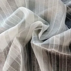 Low Price Natural Linen and Polyester Metallic Yarn Sheer Cortina Curtain Fabric