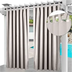 Outdoor Waterproof Curtains for Patio Privacy Sunlight Blocking Outside Curtains for Pavilion